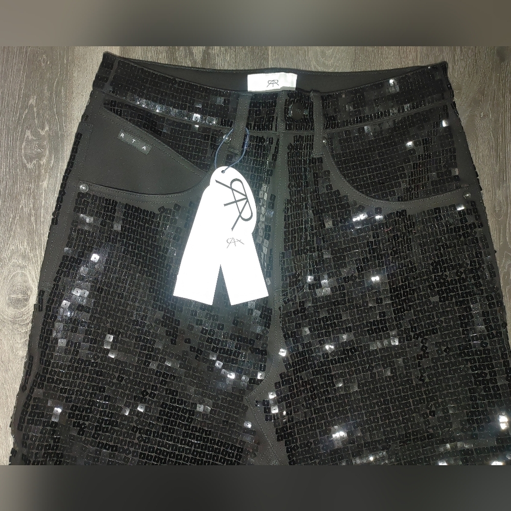 RtA Slit Denim Sequin Maxi Skirt - Picture 2 of 3